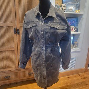 Free People Boho Distressed Black Denim Dress Size L